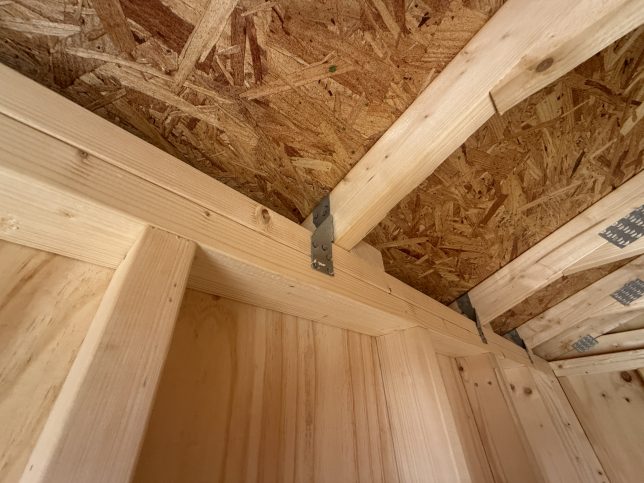 12x20 storage shed interior Covington LA with wood construction and open layout