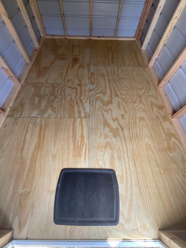Open interior storage space inside 8x12 utility shed in Covington LA.