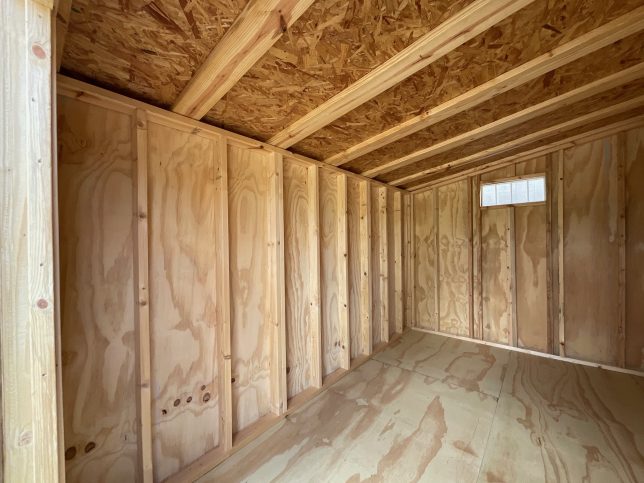 Wall framing inside Urban Shed